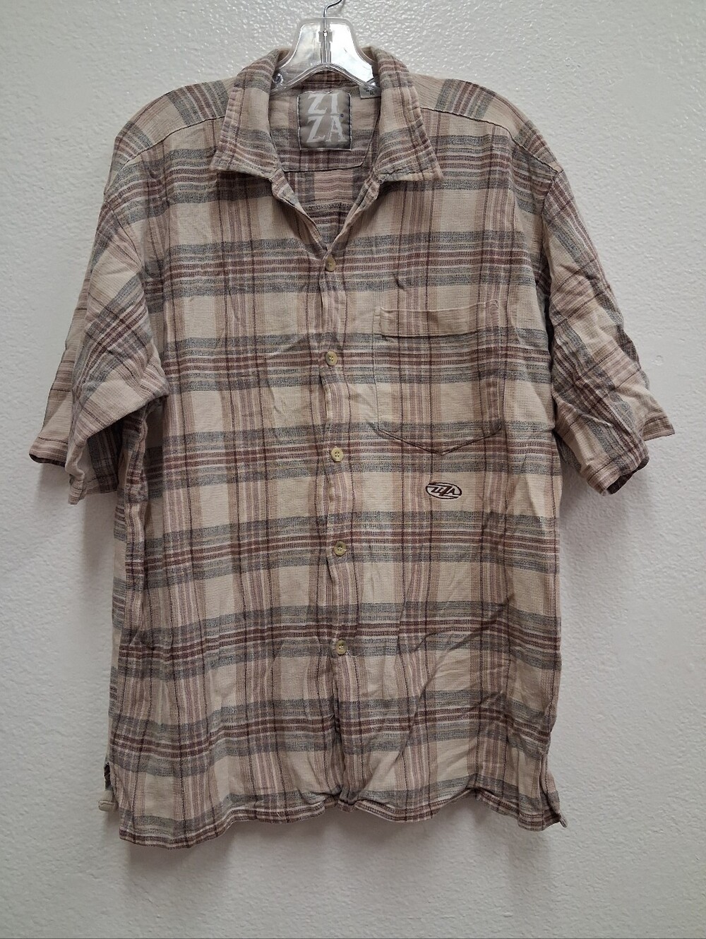 Vintage Ziza Plaid Short Sleeve Shirt Mens XL  90s Camping Hiking Surfing